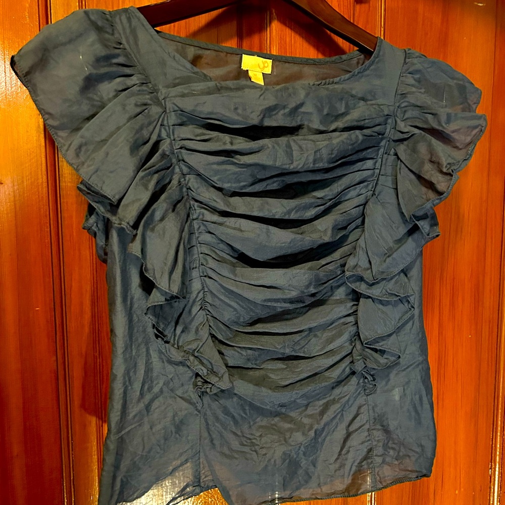 Elegant Navy Ruffled Top